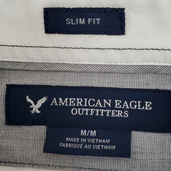 AMERICAN EAGLE, MAN'S SHIRT, Sz M, WHITE, SLIM FIT, COTTON, NEW - Picture 4 of 9